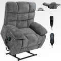 Lift Recliner Chair Heat Massage Dual Motor Infinite Position Up To 350 Lbs Large Electric Power Lift Recliners With Power Remote, Medium Firm And Heavy Duty, Grey White Metal Primary Living Space