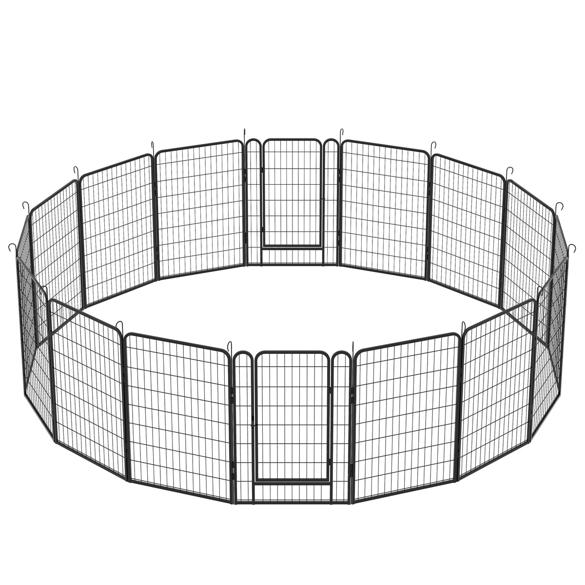 16 Panels Heavy Duty Metal Playpen With Door,39.37"H Dog Fence Pet Exercise Pen For Outdoor Black Metal