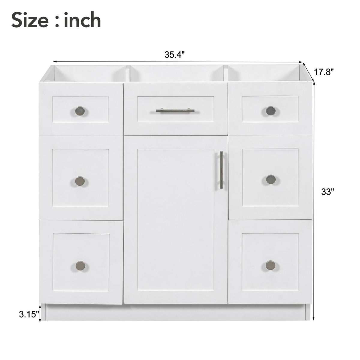 Cabinet Only 36" White Bathroom Vanity Sink Not Included White Mdf