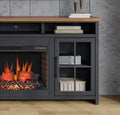 Essex 74 Inch Fireplace Tv Stand Console For Tvs Up To 85 Inches, Minimal Assembly, Black And Whiskey Finish Up To 40 Electric No Black 400 Vent Free Primary Living Space Coastal,Farmhouse Poplar Yes Insert Wood Electric
