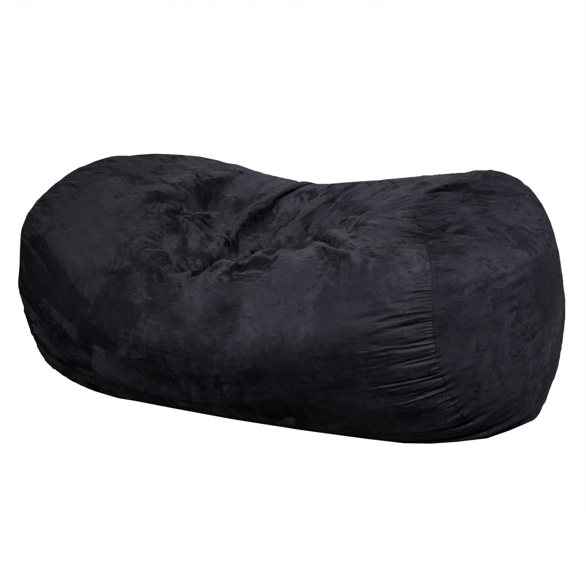 Lara 6.5 Foot Suede Cylindrical Bean Bag, Black Black Microfiber