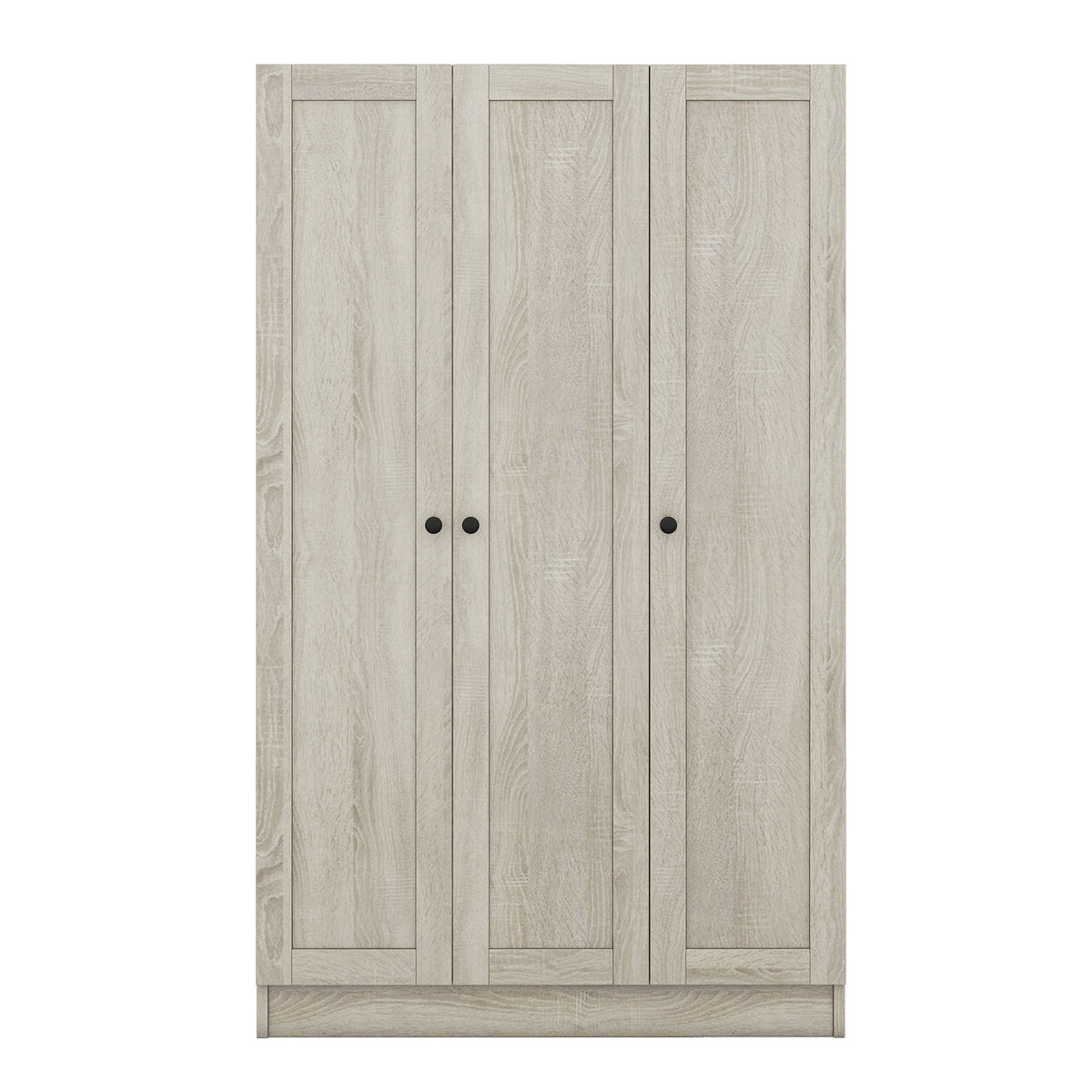 3 Door Shutter Wardrobe With Shelves, Gray Gray Mdf