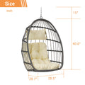 Outdoor Garden Rattan Egg Swing Chair Hanging Chair Wood Yes Complete Patio Set Khaki Yellow Uv Resistant Frame Water Resistant Cushion Garden & Outdoor American Design Complete Patio Sets