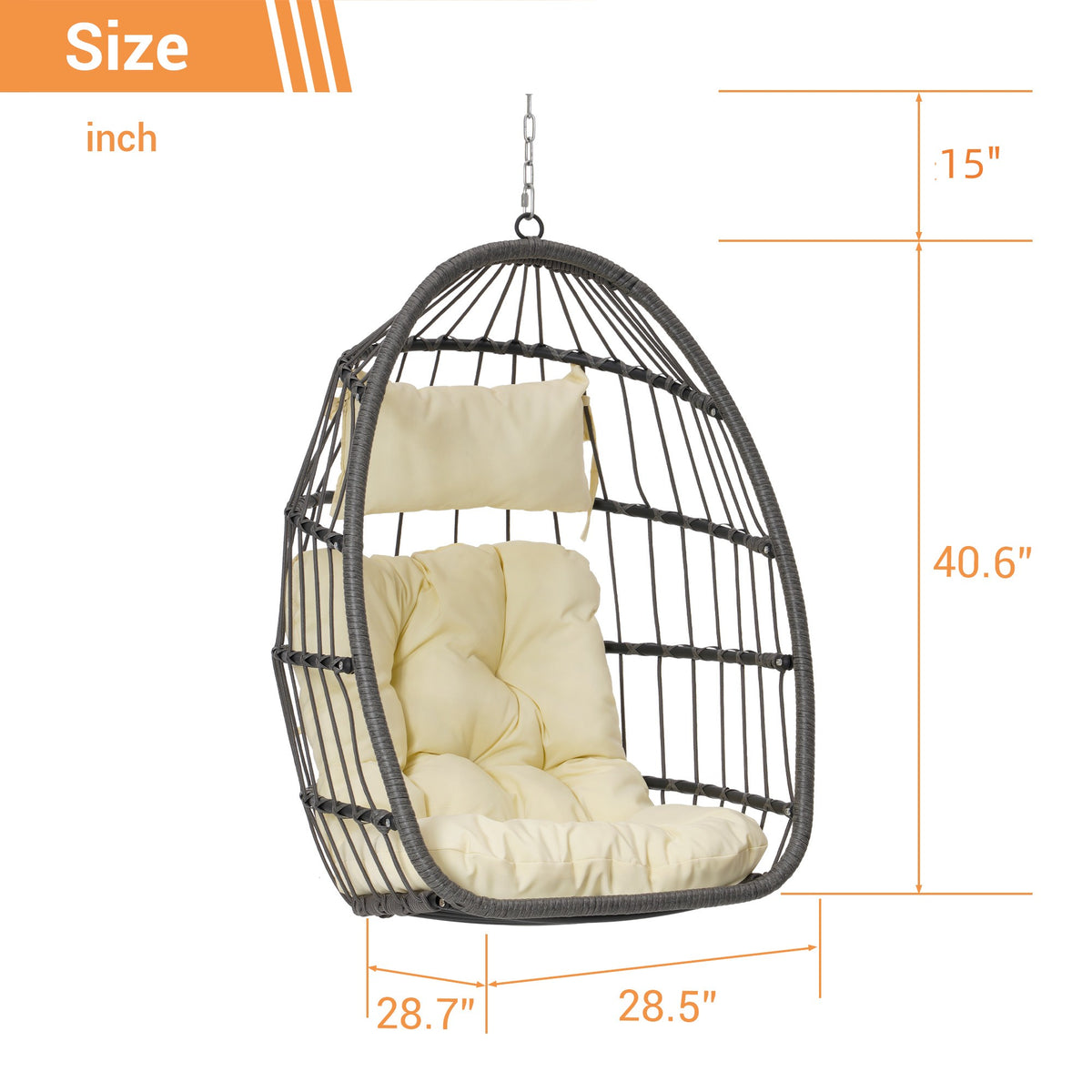Outdoor Garden Rattan Egg Swing Chair Hanging Chair Wood Yes Complete Patio Set Khaki Yellow Uv Resistant Frame Water Resistant Cushion Garden & Outdoor American Design Complete Patio Sets