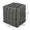 Walle Fabric Square Pouf, Blue And Teal Teal Blue Fabric