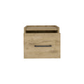 Macadamia Modern Floating Nightstand, Space Saving Design With Convenient Drawer And Black Pull Handle. Beige Particle Board Engineered Wood