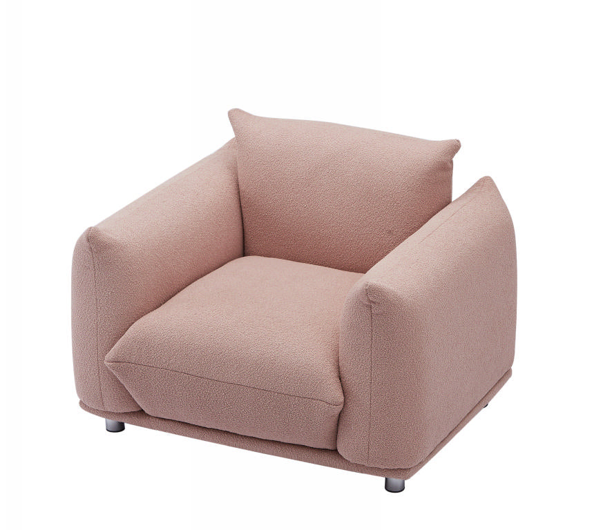 Sherpa Accent Chair Single Sofa 42"W Accent Chair For Bedroom Living Room Apartment, Pink Pink White Microfiber Wood Primary Living Space Tight Back Medium Soft Heavy Duty Eucalyptus Pillow Top Arms Foam Fabric 1 Seat