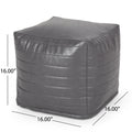 Candy Contemporary Faux Leather Suqare Pouf, Gray Grey Faux Leather