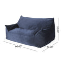 Fila Velveteen 2 Seater Oversized Bean Bag Chair With Armrests, Dark Blue Dark Blue Velvet