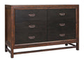 Branson 6 Drawer Dresser, No Assembly Required, Two Tone Finish Brown Brown Bedroom American Design,Transitional Pine Pine