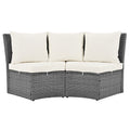 Patio 5 Piece Round Rattan Sectional Sofa Set All Weather Pe Wicker Sunbed Daybed With Round Liftable Table And Washable Cushions For Outdoor Backyard Poolside, Beige Yes Deep Seating Beige Water Resistant Frame Water Resistant Cushion Garden & Outdoor