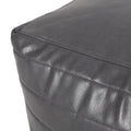 Candy Contemporary Faux Leather Suqare Pouf, Gray Grey Faux Leather