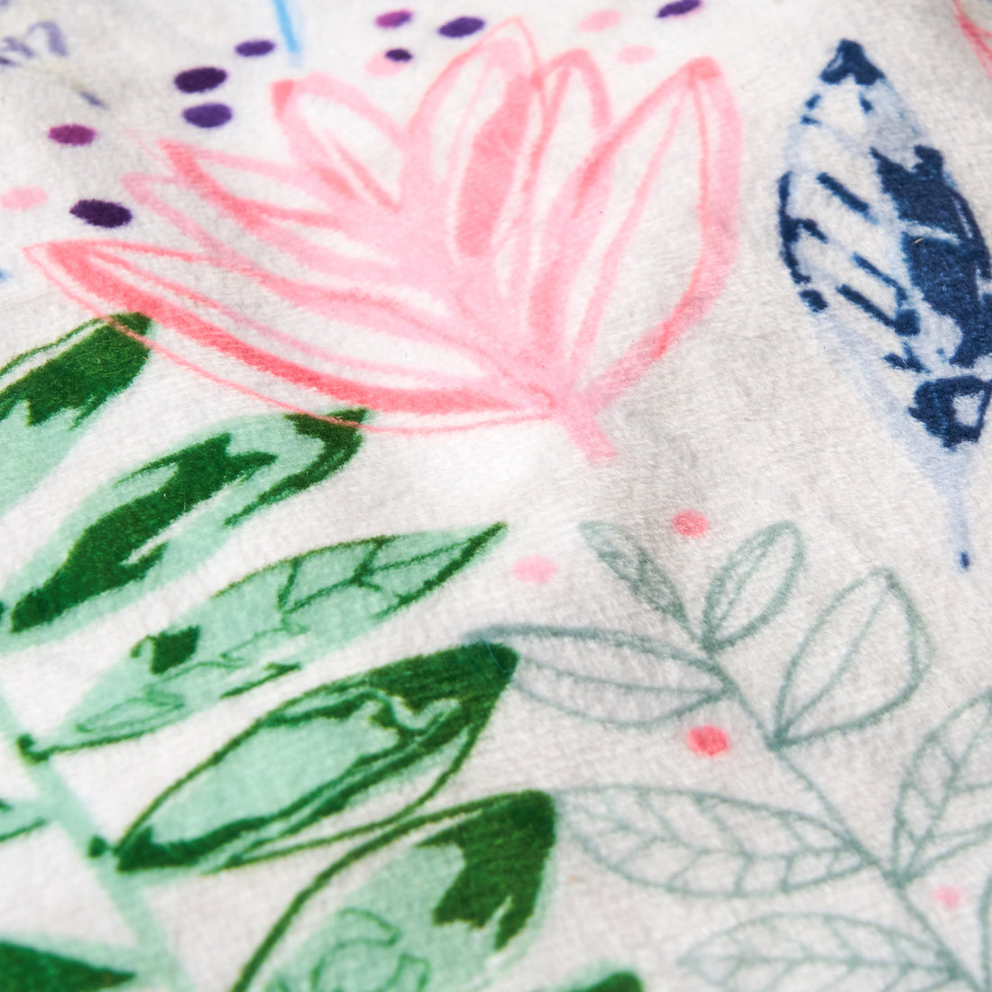 Barcadera 3 Foot Rounded Bean Bag, Leaf Print White Tossed Botanical Fabric