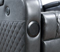 Alair Power Motion Recliner W Bluetooth Speaker & Cooling Cup Holder, Dark Gray Leather Aire Lv02460 Dark Gray Pu Leather