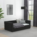 Twin Size Daybed With Drawers Upholstered Tufted Sofa Bed, With Button On Back And Copper Nail On Waved Shape Arms, Velvet 79.5