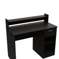 Vera Computer Desk With Top Open Shelf, 1 Drawer And 2 Storage Shelves, Black Black Particle Board Particle Board