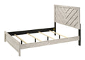1Pc Full Size Bed Rustic Beige Gray Finish Wooden Bedroom Furniture Geometric Design Chevron Pattern Beige Gray White Wood