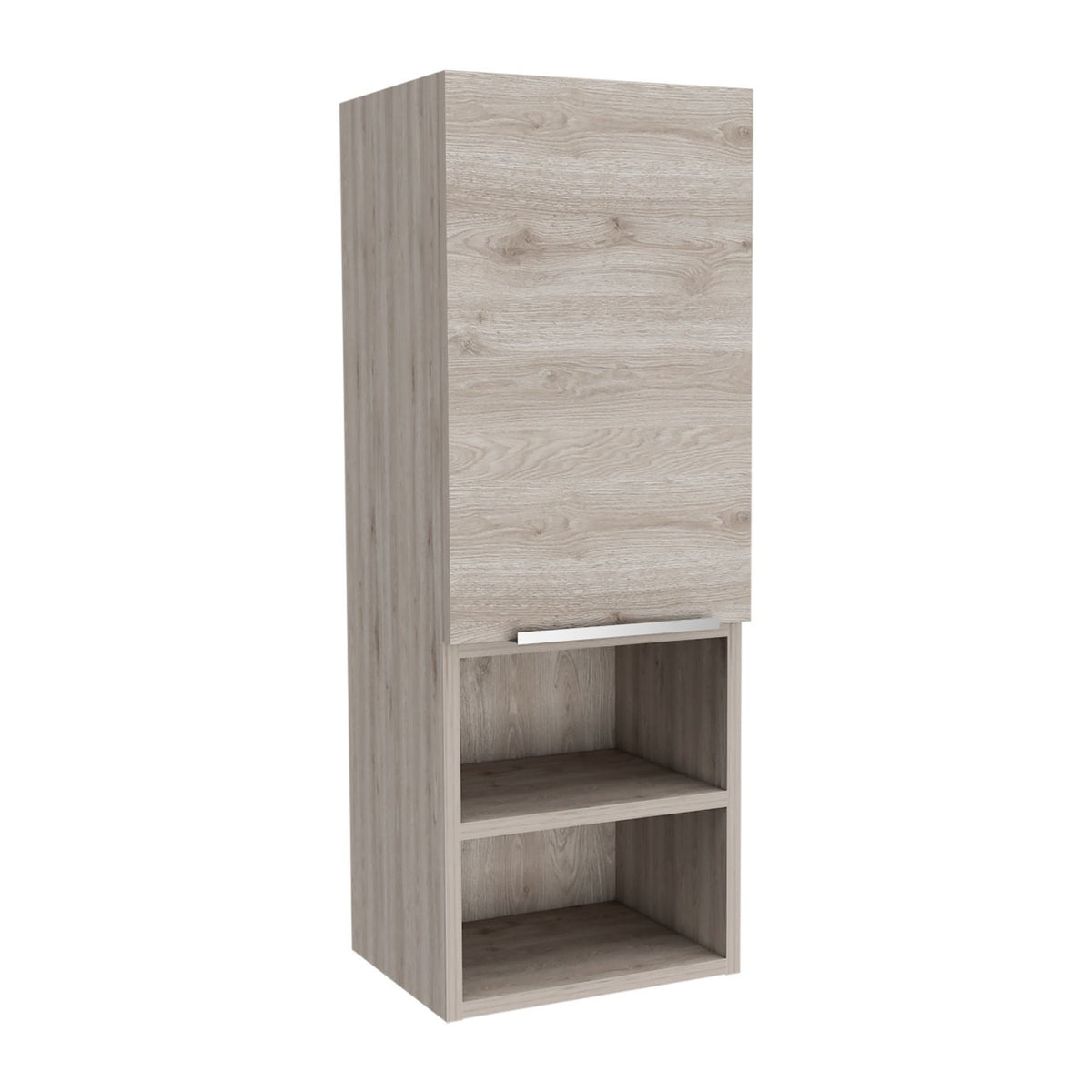 Medicine Single Door Cabinet 32" H, Two Interior Shelves, Two External Shelves, Light Gray Gray Particle Board Particle Board
