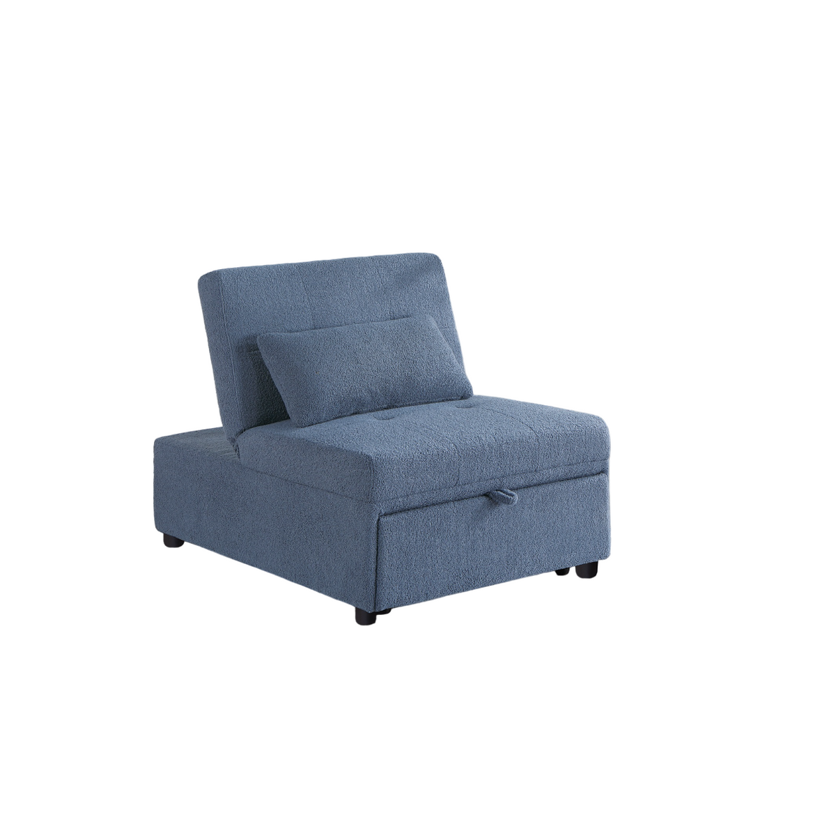 Contemporary Blue Gray Sleeper Sofa Chair Pillow Plush Tufted Seat 1Pc Convertible Sofa Chair Sherpa Fabric Couch Blue Grey Wood Primary Living Space Contemporary,Modern Pine Fabric 1 Seat