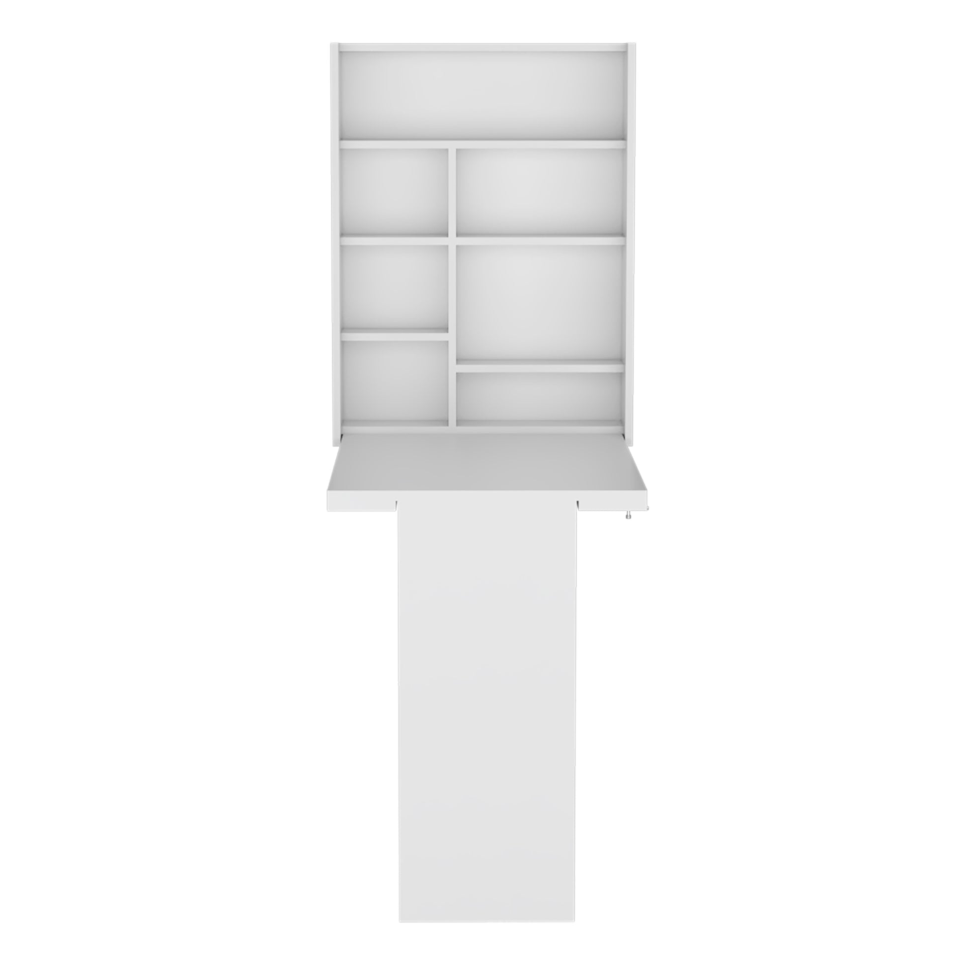 Wall Foldable Table With Multiple Shelves, White White Particle Board Particle Board