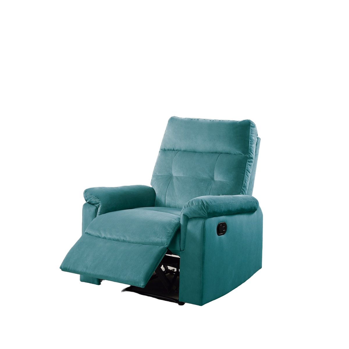 Luxurious Velvet Teal Blue Color Motion Recliner Chair 1Pc Couch Manual Motion Plush Armrest Tufted Back Living Room Furniture Chair Teal Blue Velvet Manual Handle Metal Primary Living Space Cushion Back Contemporary,Modern,Transitional Handle Pillow Top