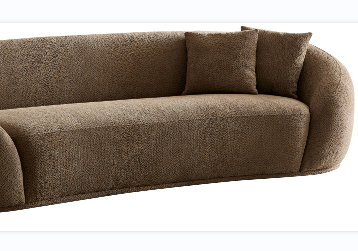 Wks1C Three Person Sofa Modern Combination Half Moon Casual Teddy Bear Wool Sofa Curved Sofa, Camel Color Camel Fabric 3 Seat