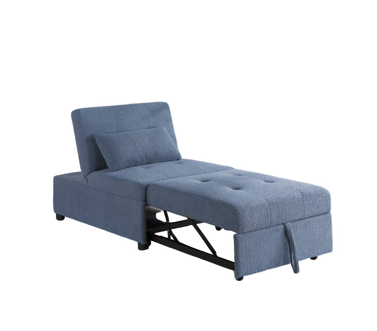 Contemporary Blue Gray Sleeper Sofa Chair Pillow Plush Tufted Seat 1Pc Convertible Sofa Chair Sherpa Fabric Couch Blue Grey Wood Primary Living Space Contemporary,Modern Pine Fabric 1 Seat