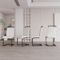 Modern Dining Chairs,Pu Faux Leather High Back Upholstered Side Chair With C Shaped Tube.Black Metal Legs For Dining Room Kitchen Vanity Patio Club Guest Office Chair Set Of 2 White Pu White Kitchen Dining Chairs Foam Pu