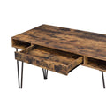 1 Drawer Writing Desk In Antique Nutmeg And Dark Bronze Brown Writting Desk Rectangular Mdf Metal