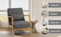 Leisure Chair With Solid Wood Armrest And Feet, Mid Century Modern Accent Sofa,1 Seat Dark Grey Linen