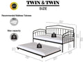 Fox Twin Daybed With Twin Trundle, Black Box Spring Not Required Twin Black Metal Bedroom Daybeds Metal