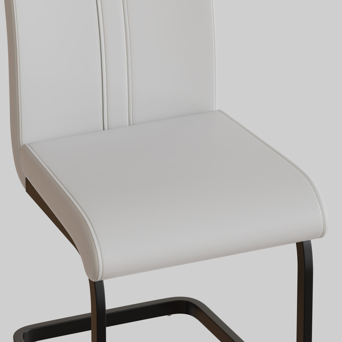 Modern Dining Chairs,Pu Faux Leather High Back Upholstered Side Chair With C Shaped Tube.Black Metal Legs For Dining Room Kitchen Vanity Patio Club Guest Office Chair Set Of 2 White Pu White Kitchen Dining Chairs Foam Pu