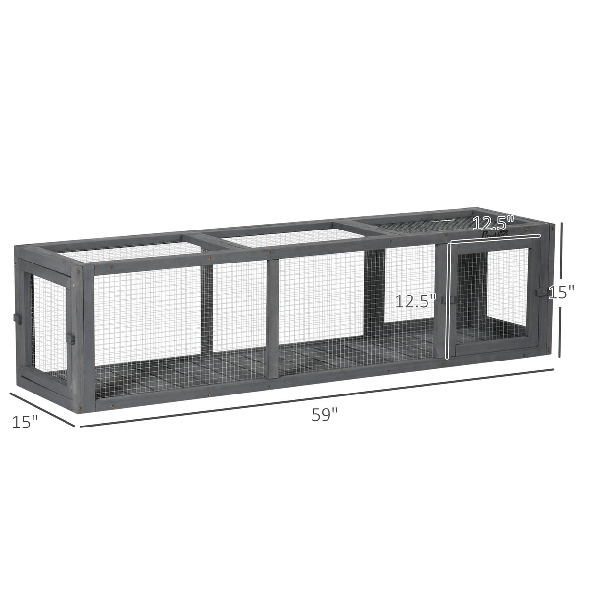 Pawhut Outdoor Cat Tunnel With Extendable Design, 59" L Wooden Cat Run With Weather Protection, Connecting Inside And Outside, For Deck Patios, Balconies, Gray Gray Wood