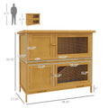 Pawhut Wooden Bunny Rabbit Hutch, Small Animal Habitat With Ramp, Removable Tray & Weatherproof Roof, Indoor Outdoor, Yellow Yellow Wood