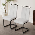 Modern Dining Chairs,Pu Faux Leather High Back Upholstered Side Chair With C Shaped Tube.Black Metal Legs For Dining Room Kitchen Vanity Patio Club Guest Office Chair Set Of 2 White Pu White Kitchen Dining Chairs Foam Pu