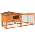Pawhut Rabbit Hutch 2 Story Bunny Cage Small Animal House With Slide Out Tray, Detachable Run, For Indoor Outdoor, 61.5