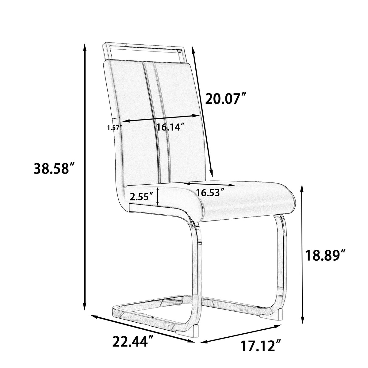 Modern Dining Chairs,Pu Faux Leather High Back Upholstered Side Chair With C Shaped Tube.Black Metal Legs For Dining Room Kitchen Vanity Patio Club Guest Office Chair Set Of 2 White Pu White Kitchen Dining Chairs Foam Pu