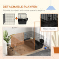 Pawhut Small Animal Cage With Playpen, Pet Habitat Indoor For Guinea Pigs Hedgehogs Bunnies With Accessories, Water Bottle, Food Dish, Feeding Trough, 42