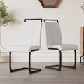 Modern Dining Chairs,Pu Faux Leather High Back Upholstered Side Chair With C Shaped Tube.Black Metal Legs For Dining Room Kitchen Vanity Patio Club Guest Office Chair Set Of 2 White Pu White Kitchen Dining Chairs Foam Pu