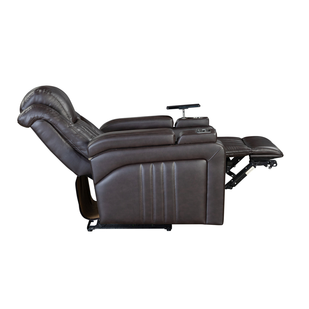 Pu Leather Power Recliner Home Theater Recliner With Power Adjustable Headrest, Wireless Charging Device, Usb Port, Storage Arms, Cup Holder And Swivel Tray Table For Living Room, Brown Brown Foam Pu Leather