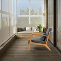 Leisure Chair With Solid Wood Armrest And Feet, Mid Century Modern Accent Sofa,1 Seat Dark Grey Linen