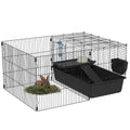 Pawhut Small Animal Cage With Playpen, Pet Habitat Indoor For Guinea Pigs Hedgehogs Bunnies With Accessories, Water Bottle, Food Dish, Feeding Trough, 42