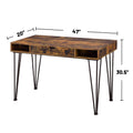 1 Drawer Writing Desk In Antique Nutmeg And Dark Bronze Brown Writting Desk Rectangular Mdf Metal