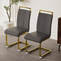 Modern Dining Chairs,Pu Faux Leather High Back Upholstered Side Chair With C Shaped Tube. Plating Golden Metal Legs For Dining Room Kitchen Vanity Patio Club Guest Office Chair Set Of 2 Grey Pu Grey Kitchen Dining Chairs Foam Pu