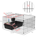 Pawhut Small Animal Cage With Playpen, Pet Habitat Indoor For Guinea Pigs Hedgehogs Bunnies With Accessories, Water Bottle, Food Dish, Feeding Trough, 42