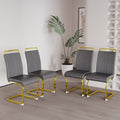 Modern Dining Chairs,Pu Faux Leather High Back Upholstered Side Chair With C Shaped Tube. Plating Golden Metal Legs For Dining Room Kitchen Vanity Patio Club Guest Office Chair Set Of 2 Grey Pu Grey Kitchen Dining Chairs Foam Pu