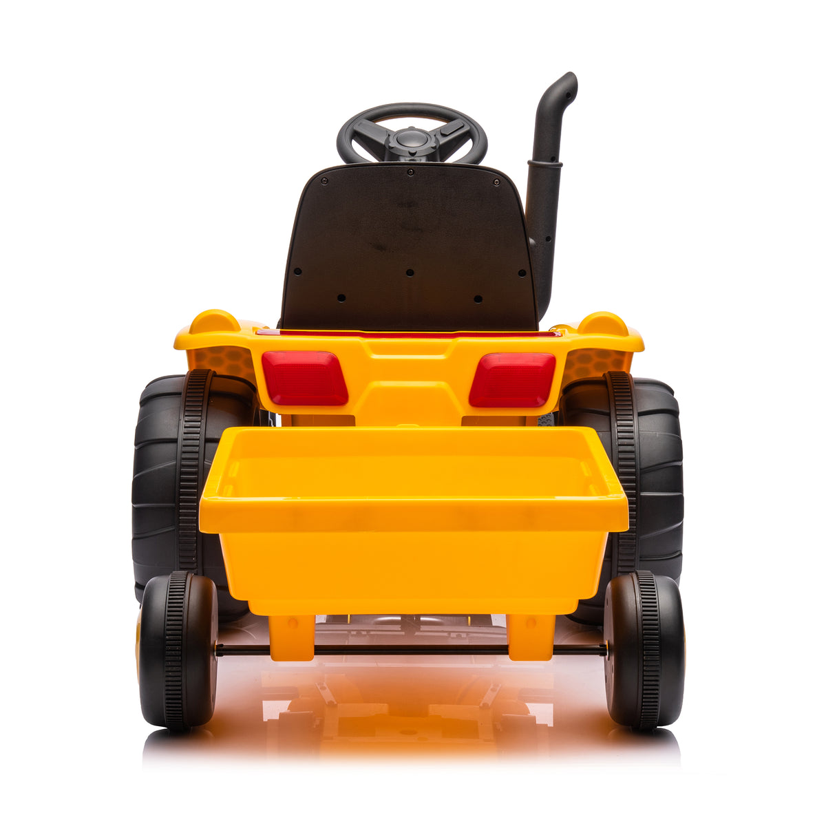 12V Kids Ride On Tractor Electric Excavator Battery Powered Motorized Car For Kids Ages 3 6, Withdetachable Trailer, Remote Control, & Bright Headlight, Yellow Yellow Polyvinyl Chloride