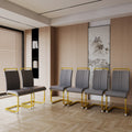 Modern Dining Chairs,Pu Faux Leather High Back Upholstered Side Chair With C Shaped Tube. Plating Golden Metal Legs For Dining Room Kitchen Vanity Patio Club Guest Office Chair Set Of 2 Grey Pu Grey Kitchen Dining Chairs Foam Pu