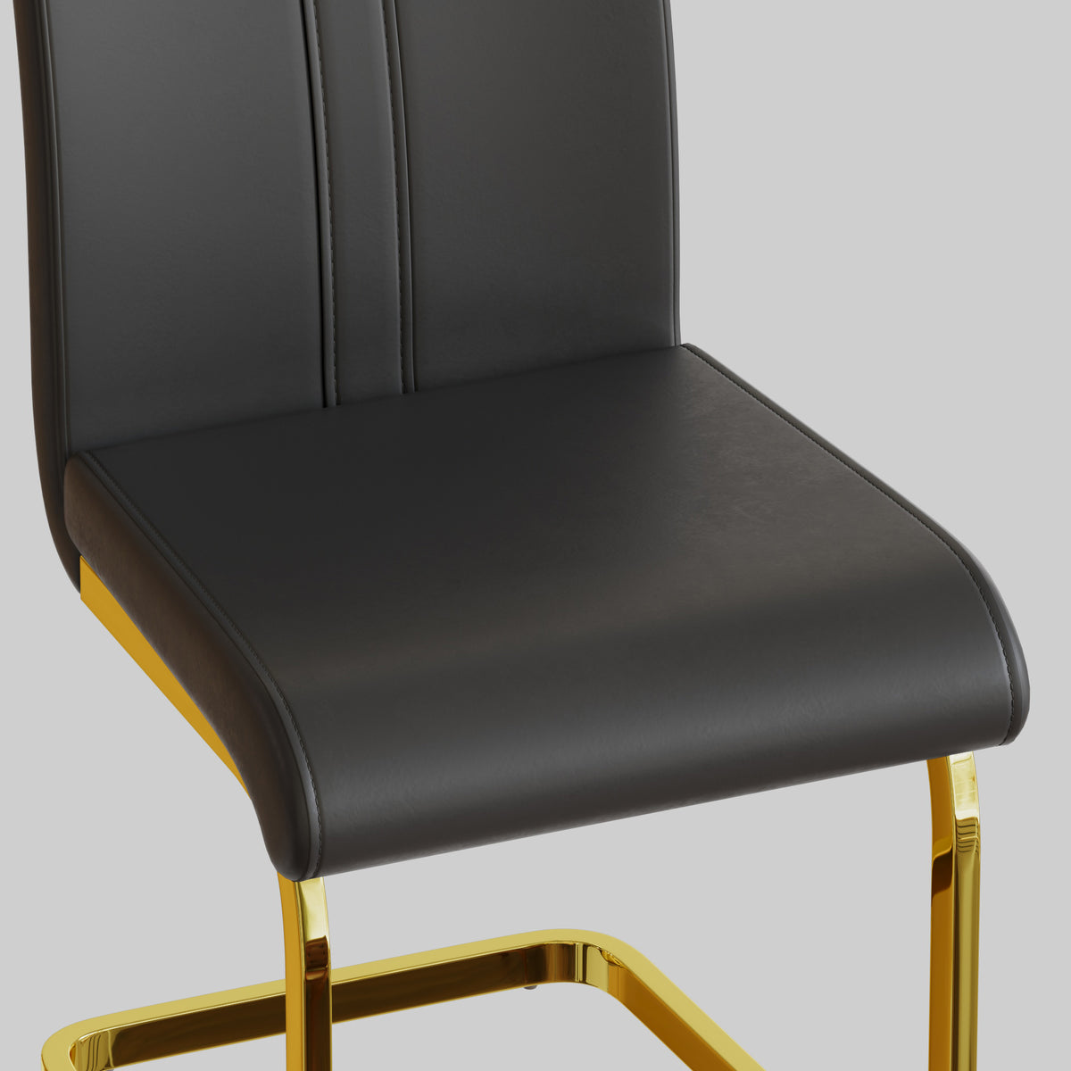 Modern Dining Chairs,Pu Faux Leather High Back Upholstered Side Chair With C Shaped Tube. Plating Golden Metal Legs For Dining Room Kitchen Vanity Patio Club Guest Office Chair Set Of 2 Grey Pu Grey Kitchen Dining Chairs Foam Pu