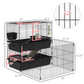 Pawhut Small Animal Cage With Playpen, Multi Level Pet Habitat Indoor For Guinea Pigs Hedgehogs Bunnies With Accessories, Water Bottle, Food Dish, Feeding Trough, 42